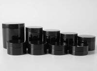 20pcs 50ml 60ml 80ml 100ml 120ml 150ml 200/250m empty plastic Black cream jar PET bottle cosmetic packaging cream pot with cap Travel Size Bottles Con