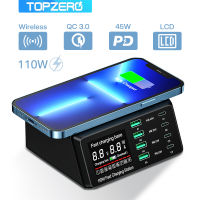 TOPZERO 110วัตต์45วัตต์สก์ท็อปไร้สายชาร์จ PPS ค่าเร็ว4.0 QC 3.0 PD USB-C Type C USB สถานีชาร์จอย่างรวดเร็วสำหรับ MacBook ซัมซุง iPhone แล็ปท็อป