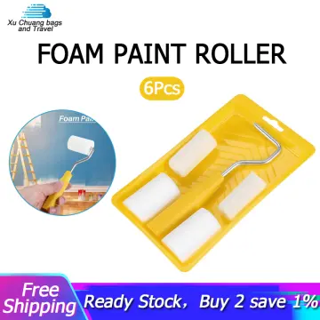 6Pcs Mini Foam Paint Decorating Kit 2 Inch Small Paint Tray Set for Wall  Repair Brush 