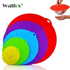 WALFOS 3 in 1 Splatter Screen Splatter Guard Kitchen Strainer Trivet Pot  Lid Pan Cover Silicone Lid Spill Stop…