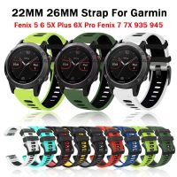 ❏ 26 22mm zespół dla Garmin Fenix 5 6 5X Plus 6X Pro 3 HR Forerunner 935 945 silikonowa bransoletka Garmin Fenix 7 7X pasek szybkiego uwalniania