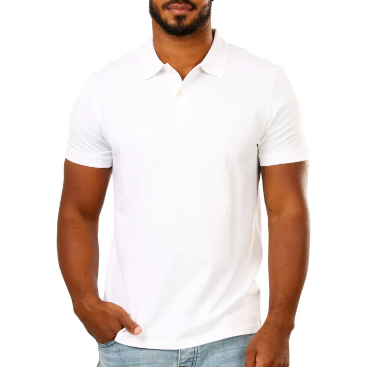 big w white polo shirt
