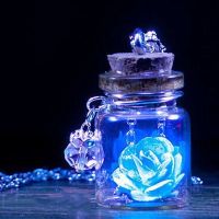 New Arrivals Glow In The Dark Jewelry Glowing Flower Delicate Necklace Mini Glass Wishing Bottle