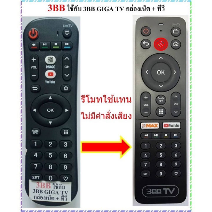 รีโมทกล่อง3bb-giga-tv-เฉพาะรีโมท-รีโมทแอร์-รีโมท-รีโมททีวี-รีโม