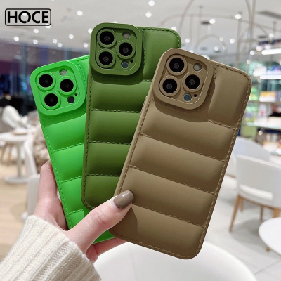 HOCE แฟชั่นฤดูหนาวเสื้อแจ็คเก็ตสำหรับ iPhone 14 13 12 11 Pro Max 14 Plus X XR XS Max 7 8 Plus สี Candy กล้องเลนส์ป้องกันกันกระแทกฝาครอบซิลิโคน