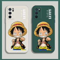 เคสโทรศัพท์ OPPO A16 Case Cartoon Luffy สี่เหลี่ยมของเหลวเดิมซิลิโคนอ่อนปกป้องกล้องป้องกันการกระแทกฝาหลัง