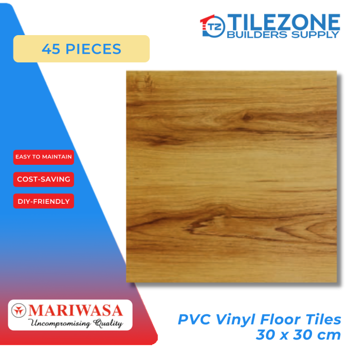 Mariwasa PVC Vinyl Floor Tiles - Trellis Brown 30x30cm1.3mm thickness ...