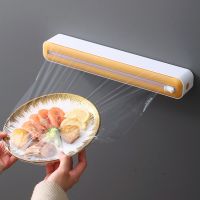 Cling Film Cutter Storage Food Cling Wrap Dispenser Aluminum Foil Slider Saran Organizer Kitchen Tool Accessoires De Cuisine