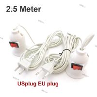 2.5m AC Power Cord Cable E27 LED Lamp bulb Bases EU US Socket wall hanging Holder switch wire extension for Pendant Hanglamp W6TH