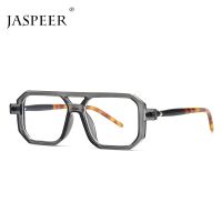 JASPEER Fashion Unique Double Bridges Polygon Square Sunglasses Women Retro Clear Anti-Blu-Ray Glasses Frame Men Shades UV400