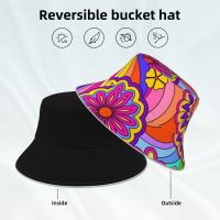 {You have a hat}Topi Bucket พิมพ์ลายฮิปปี้คร่ำครวญหมวกใส่ตกปลาพลังดอกไม้สนุกสนานด้านที่ใส่คู่ชายหญิงหมวกบังแดดสะท้อนแสง