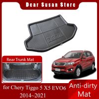 เสื่อฝาหน้าฝาหลังกระโปรงรถสำหรับ Chery Tiggo 5 X5 EVO6 DR6 2014 ~ 2021 2015ชิ้นส่วนพรมรองเท้าถาดใส่อาหารกระเป๋าบูตพรมคลุมอุปกรณ์เสริม