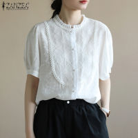 MOMONACO ZANZEA เสื้อผู้หญิงแขนสั้น Vintage Holiday Ruffle Patchwork Tops เสื้อ Tee #8