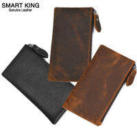 Smart King กระเป๋ายาวสำหรับผู้ชาย,กระเป๋าเงินแฟชั่นหนังเครซีฮอร์สกระเป๋าโทรศัพท์คลัชกระเป๋าใส่เหรียญแบบเรียบง่าย