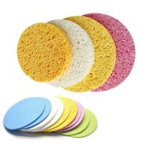 【CW】☑  10Pcs Wood Pulp Sponge Cellulose Compress Puff Facial Washing Face Cleansing Makeup Remover