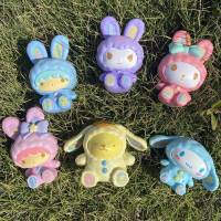 Ns3 ตุ๊กตาฟิกเกอร์ Sanrio Easter Bunny Series Cinnamoroll Melody Kuromi Purin LittleTwinStars 6 ชิ้น