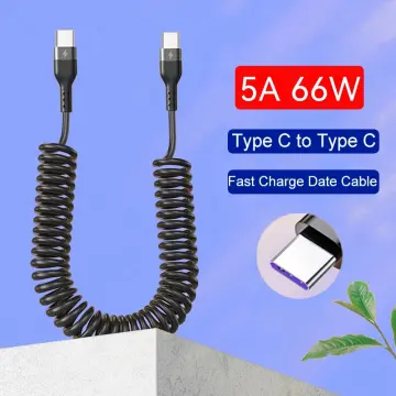 66W 5A type-c Portable Telescopic Spring Charging Data Cable for