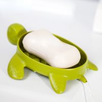 Cute Sea Turtle Shape Silicone Soap Holder Home Installation-free Soap Storage Rack Soap Organizer Case Box Bathroom Accessories Soap Dishes