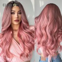 ELEMENT Synthetic Wigs For Women Ombre Black to Pink Dark Roots Long Wavy Party Daily Use Heat Resistant Fiber Fashion Natural [ Hot sell ] Toy Center 2