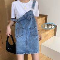 CODadoqkxDGE 2021 large denim suspender skirt womens suspender dress day aging thin and fat mm skirt2021年大码牛仔背带裙女吊带连衣裙天减龄显瘦胖mm裙子facaik789.my12.4