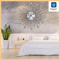 【Clearance Sale】ประกาย Wall Clock with Bling Diamond Bling METALLIC เงินดอกไม้-นาฬิการูปทรงแขวนผนังสำหรับห้องนั่งเล่นสำนักงาน