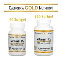 California Gold Nutrition, Vitamin D3, 125 mcg (5,000 IU), 90 - 360 Fish Gelatin Softgels