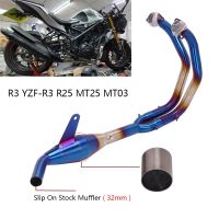 Blue Stainless Steel for Yamaha YZF-R3 R25 MT25 MT-03 Exhaust System Motorcycle Header Link Pipe Slip On Stock Muffler with Cat