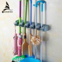 Bathroom Shelves Wall Mount Plastic 5 Hang 6 Hooks Mop Shelf Balcony Broom Rack Washroom Multi-functional Storage Holder WF-2562 Picture Hangers Hooks