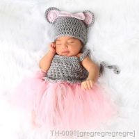 ❦☸♙ gregregregregre 2 pçs/set newborn fotografia adereços outsuits bebê malha tutu saias bonito orelhas chapéu conjunto para bebês foto tiro