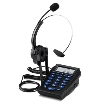 RJ11 Handsfree Call Center Corded Telephone Monaural Headset, Black