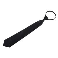 Mens Lazy Zipper Tie Solid Military Training Tie 9cm Silk Matte Tie Polyester V7M7