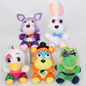  Five Nights at Freddy FNAF Security Breach Plush Set of 5 -  Glamrock Freddy, Glamrock Chica, Montgomery Gator, Roxanne Wolf and Vannie  : Toys & Games