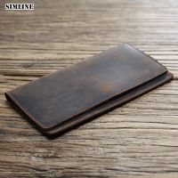 【Layor shop】 SIMLINELeather MenCrazy Horse Cowhide Handmade LongThin Men 39; S Purse Card Holder Carteira For Male