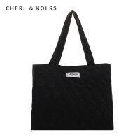 CHERL &amp; KOLRS Tas Rekreasi ใหม่ผ้าลูกฟูกกระเป๋าทรงสี่เหลี่ยมมีหูหิ้วสะพายไหล่สไตล์มินิมอลลิสต์กระเป๋าสะพายไหล่ป๊อป