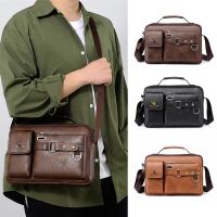 Small MenS Briefcase Bag Leather Handbags Cross Shoulder Business Tote Boston Breifcases Square Wallets Crossbody Bag Male