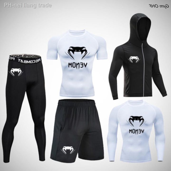 5 Pcs/Set Men's Tracksuit Gym Fitness Compression Sports Suit