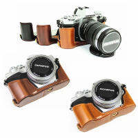 กลับ PU หนังกระเป๋ากล้องครึ่งร่างกายกรณีสำหรับ Olympus PEN-F EM5 EM10 OM-D E-M5 E-M10 E-PL8 E-PL9 Mark II III IV E-PL7