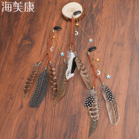 Haimeikang ผู้หญิง Feather Hairband หวีผมคลิป Boho Headband Headpiece พู่โบฮีเมียนอุปกรณ์เสริมผมพื้นบ้าน Hairgrip