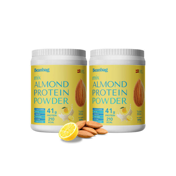 duo-set-beanbag-almond-protein-powder-รส-yuzu-bliss-800g-2-กระปุก-โปรตีนอัลมอนด์และโปรตีนพืชรวม-5-ชนิด-รสยูซึบลิส