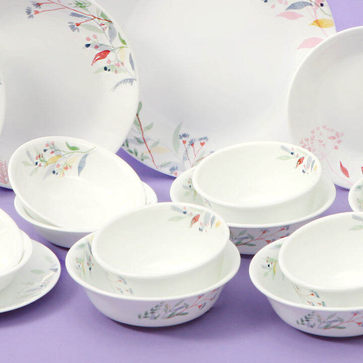 corelle-monteverde-san-jose-ชามและจานเซรามิก-18-ชิ้น-อาหารเย็น-เครื่องล้างจาน-ตู้เซฟ