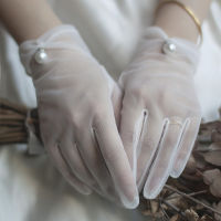 Bridal Gloves Wedding Gloves White Gauze Woman Gloves Thin Lace Ladies Fingered Gloves Pearl Wedding Gloves Accessories