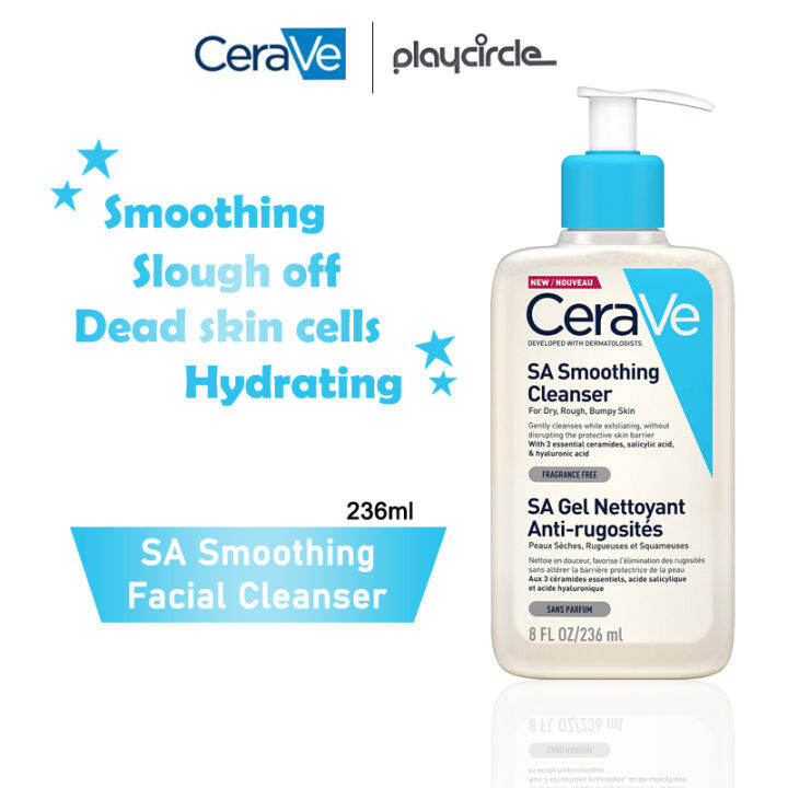 CeraVe SA Smoothing Facial Cleansers for Acne Bumpy Skin Cleansing