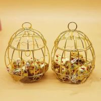 10/20pcs Golden Hollow Bird Cage Candy Box European Style Iron Art Candy Box Wedding Birthday Party Festival Gift Supplies Storage Boxes