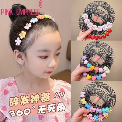 5PCS Set Flower Pull Pull Comb for Baby Girls  Children Hair Comb Card Bangs Cute Hair Hoop Cartoon Hair Band Headwear