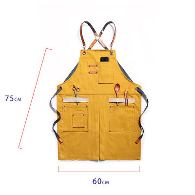Solid Canvas Home Cleaning Pocket Chef Pinafore Barber Apron For Hairdresser Baking Cooking Master Apron For Kitchen Accessories