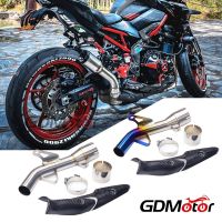 Slip On For Kawasaki Z900 Z900e 18-2021 Motorcycle Exhaust Escape Modified Mid Link Pipe Catalyst With Carbon Fiber Heat Shield Haberdashery