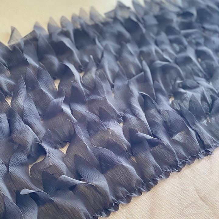 ผ้าแจ็คการ์ดขนนกสีดำดอกไม้ตัดผ้าดีไซน์ขอบกระโปรงผ้าทำด้วยมือ-diy-ถุงตาข่ายใส่ชุดชั้นในสามมิติ