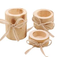 Romantic Party Craft Candlestick Wooden Candle Holder Set Home Decor with Rope Gift Office Atmosphere Wedding Decoration