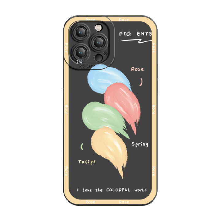 เคสโทรศัพท์ขอบสี่เหลี่ยมไอศกรีมการ์ตูน-iphone-14-plus-13-12-pro-max-11-xr-7-8-se-2020ฝาครอบป้องกันเต็มเลนส์