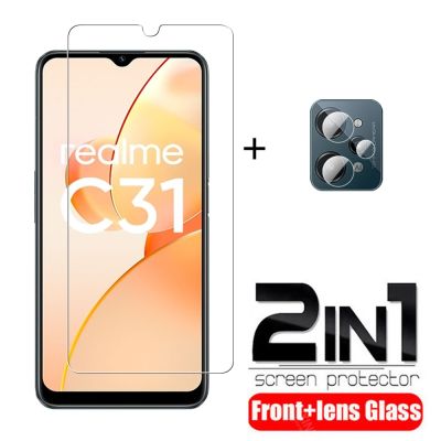 2in 1เคสกระจกเทมเปอร์สำหรับ Realme C31 6.5ป้องกันหน้าจอขนาดนิ้วเลนส์31c Realmi C 31ฟิล์มป้องกัน RMX3501 Realmec31